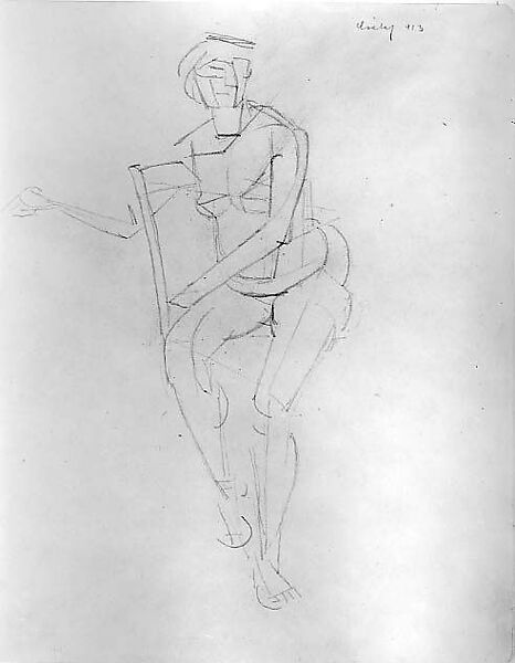 Seated Nude, Joseph Csáky (French (born Hungary), Szeged 1888–1971 Paris), Graphite on paper 