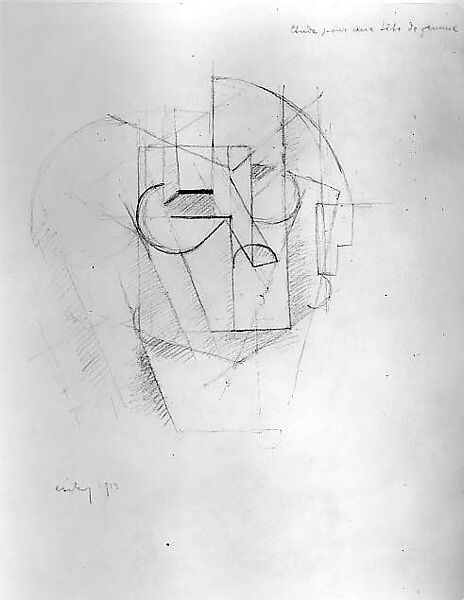 Cubist Head, Joseph Csáky (French (born Hungary), Szeged 1888–1971 Paris), Graphite on paper 