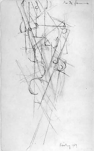 Cubist Nude (recto); Cubist Sketch (verso), Joseph Csáky (French (born Hungary), Szeged 1888–1971 Paris), Graphite on paper 