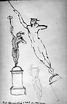 Sheet of studies for the statue of Mercury, Gleb Derujinsky (American (born Russia), Smolensk 1888–1975 New York), Pen and black ink and graphite on paper 