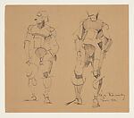 Studies of a Standing Man, Arpád de Késmárky (Hungarian, Budapest 1886–1955?), Ink with graphite on paper 