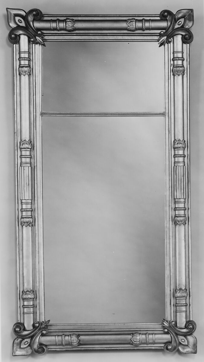 Looking Glass, Attributed to Isaac Platt (1793–1875), Glass, gesso, American
