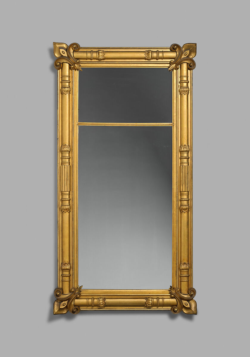 Looking Glass, Attributed to Isaac Platt (1793–1875), Glass, gesso, American 