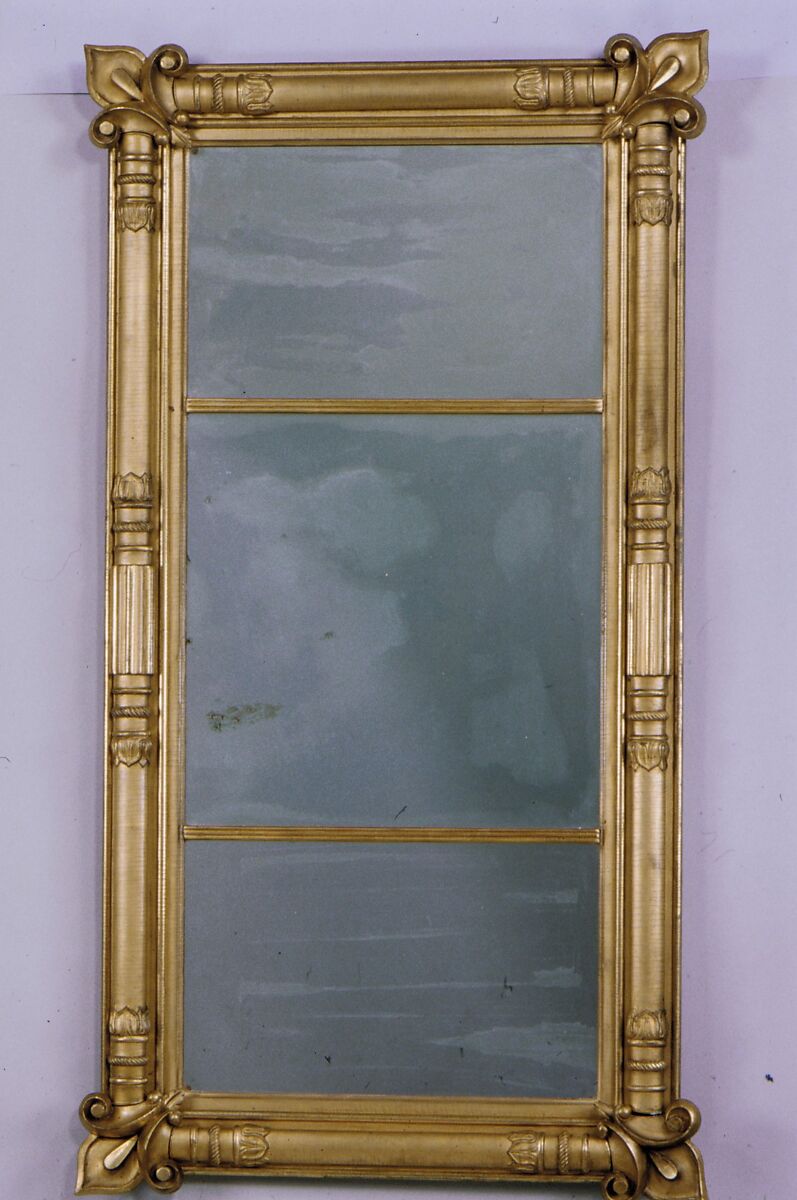 Looking Glass, Attributed to Isaac Platt (1793–1875), Glass, gesso, American
