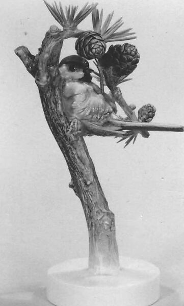 Bird (male chickadee), Dorothy Doughty (British, 1893–1963), Bone china porcelain 