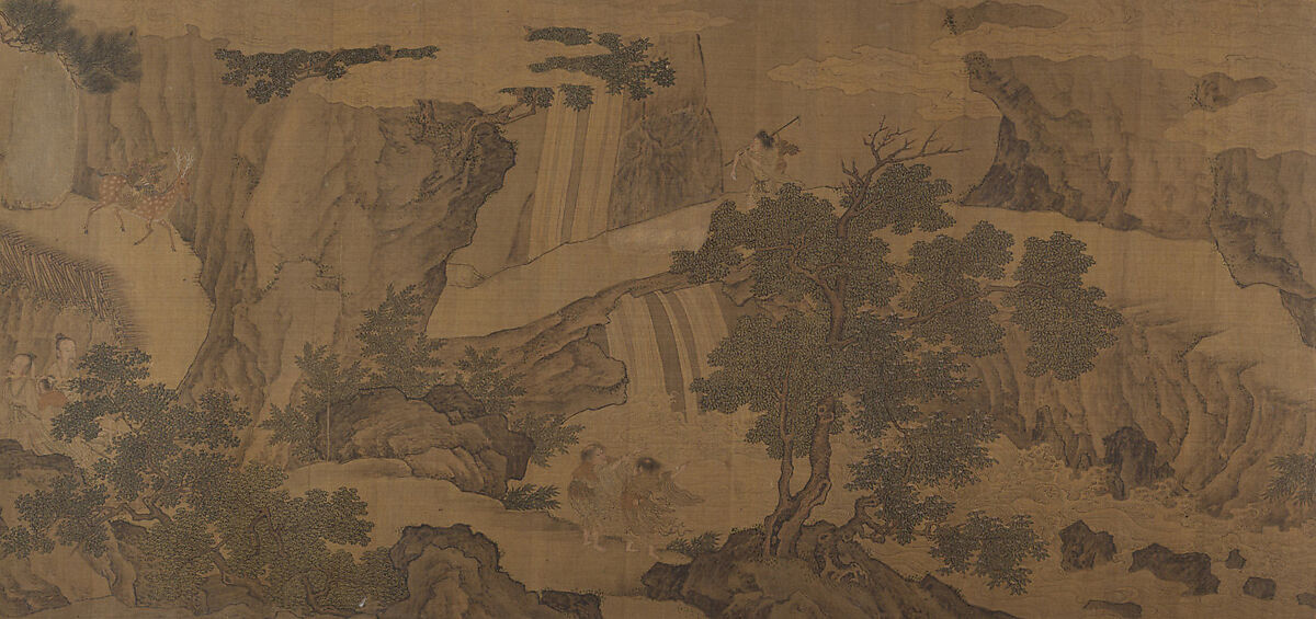 Daoist immortals in a landscape, Unidentified artist Chinese, active 16th century, Handscroll; ink and color on silk, China 