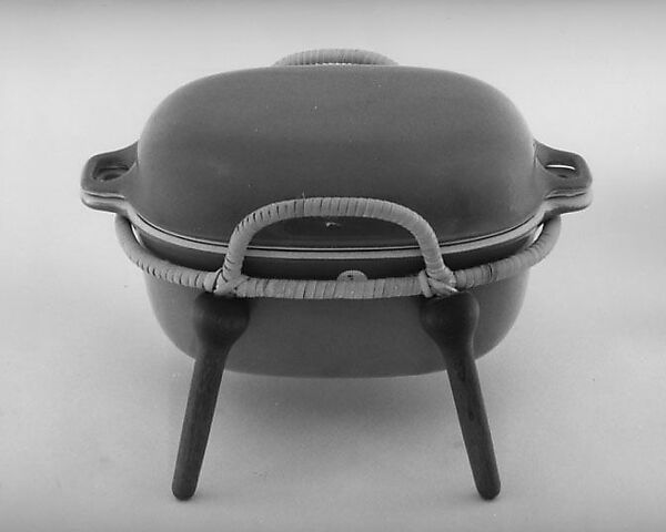 "Anker Line" Casserole, Jens Quistgaard (Danish, Copenhagen 1919–2008 Vordingborg), Iron, enamel, wood, caning 