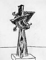 Sketch for "Pioneer", Seymour Lipton (American, New York 1903–1986 Locust Valley, New York), Crayon on paper 