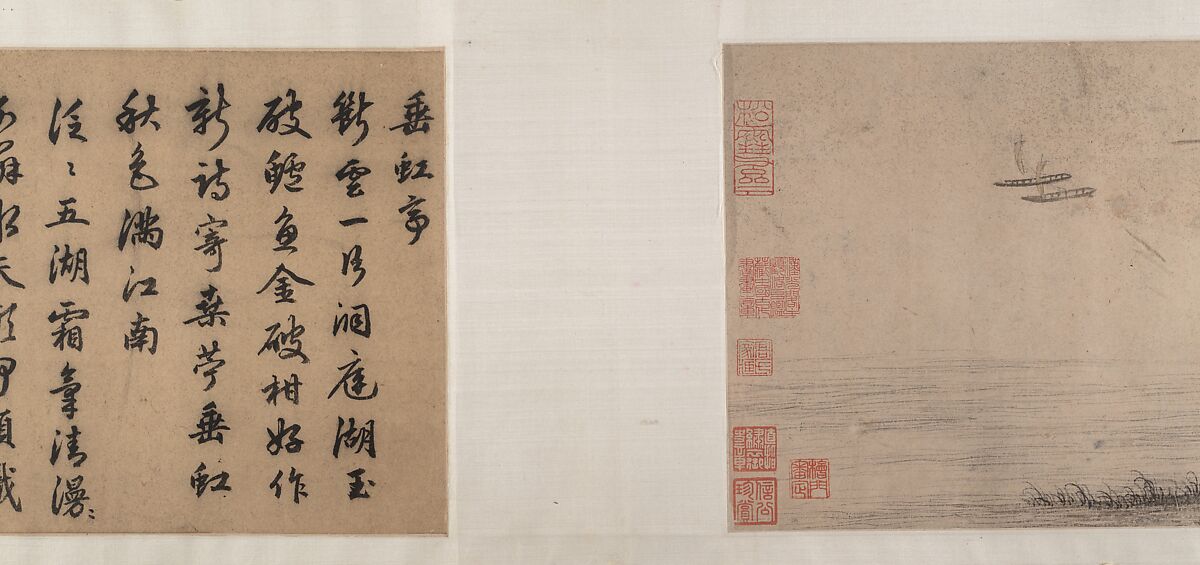 Pavilion of the Hovering Rainbow Bridge, Unidentified artist Chinese, Handscroll; ink and color on paper, China