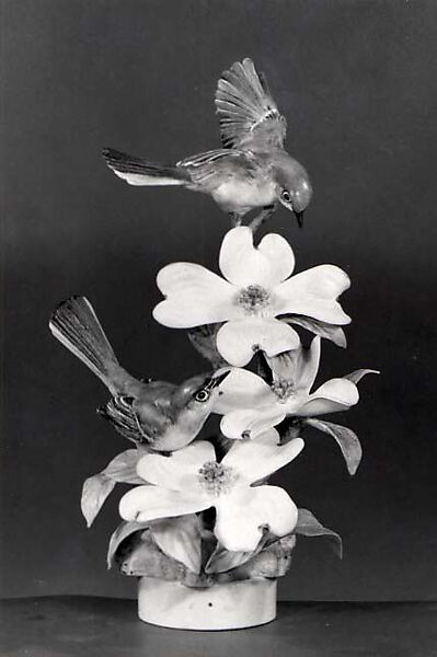 Birds (two gnatcatchers), Dorothy Doughty (British, 1893–1963), Bone china 
