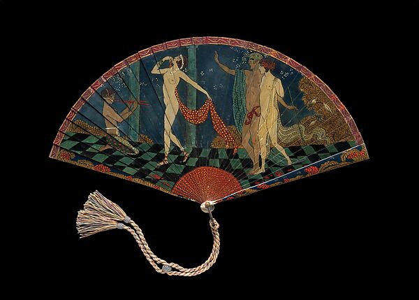 Fan, George Barbier (French, Nantes 1882–1932 Paris), Painted ivory, metal, silk, gilding 