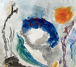Big Leaves, Gertrude Schweitzer (American, 1911–1989), Watercolor over graphite on paper (recto); watercolor and charcoal (verso)