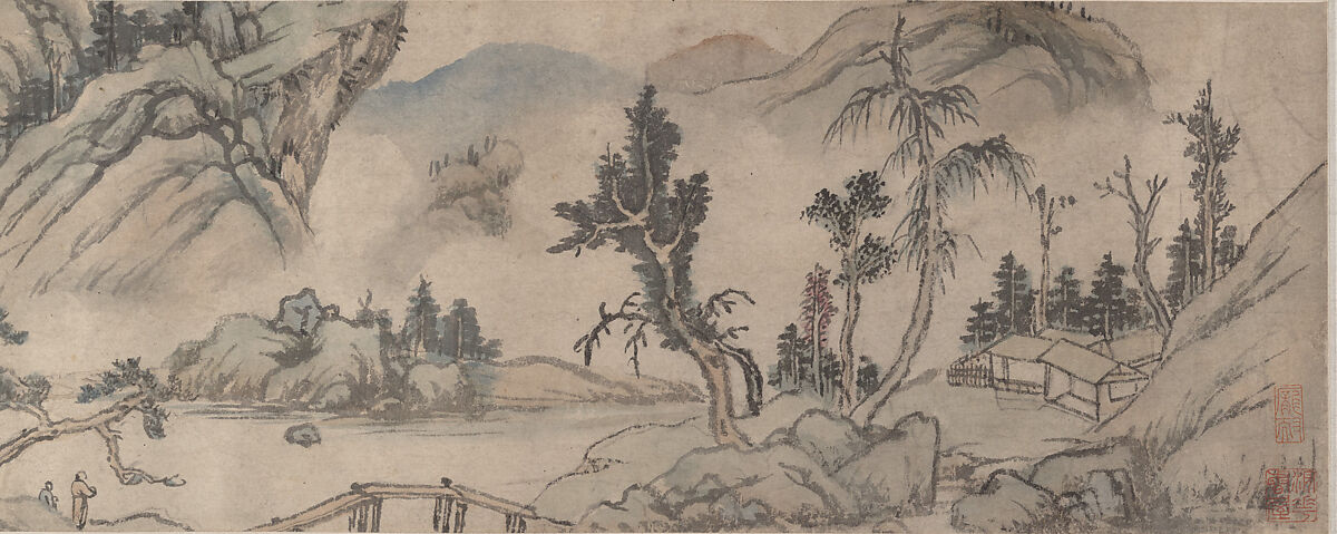 Landscape, Unidentified artist, Handscroll; ink and color on paper, China 
