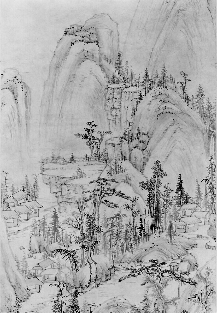 Landscape in the style of Huang Gongwang, Mo Shilong (Chinese, 1537–1587), Hanging scroll; ink and color on paper, China