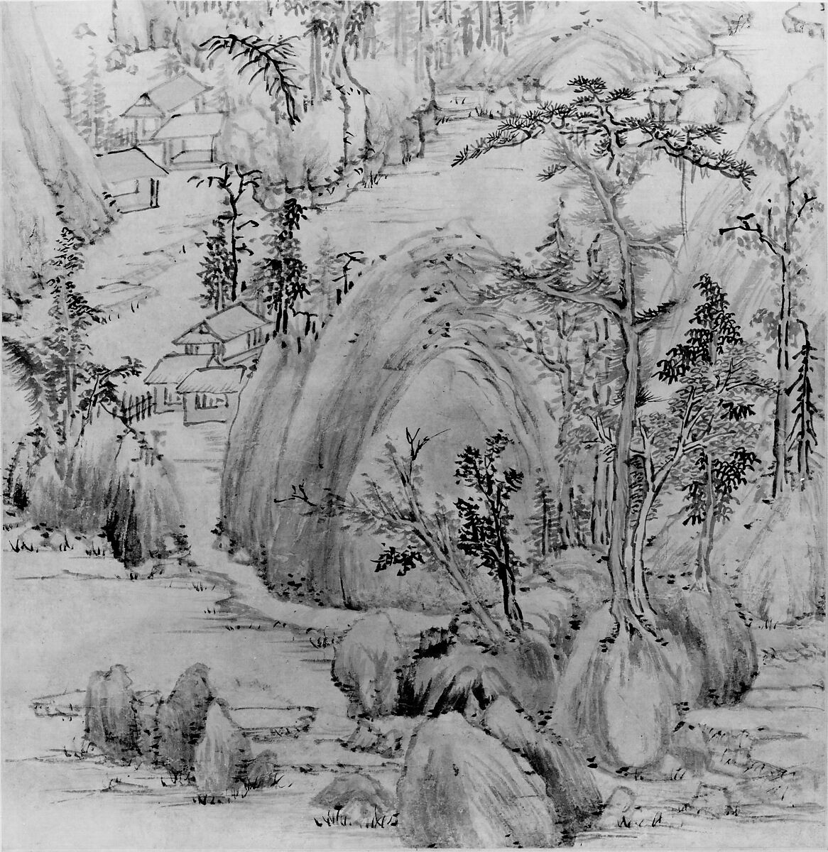 Landscape in the style of Huang Gongwang, Mo Shilong (Chinese, 1537–1587), Hanging scroll; ink and color on paper, China