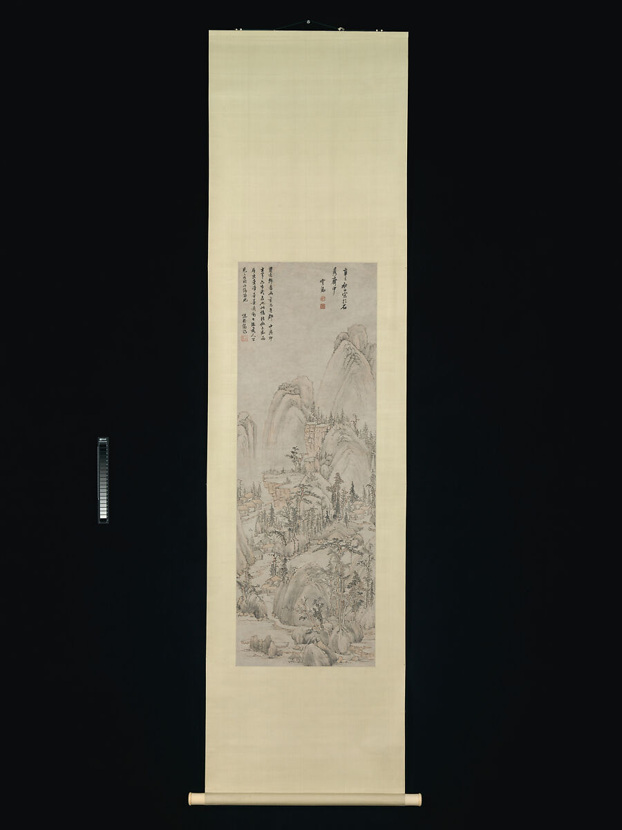 Landscape in the style of Huang Gongwang, Mo Shilong (Chinese, 1537–1587), Hanging scroll; ink and color on paper, China