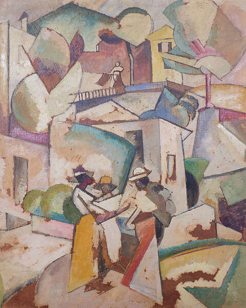 Street Scene in Bermuda, Albert Gleizes (French, Paris 1881–1953 Avignon), Oil and watercolor on cardboard 