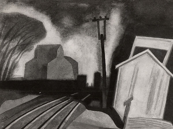 Flag Station, Elizabeth, New Jersey, Oscar Bluemner (American (born Germany), Hanover 1867–1938 Braintree, Massachusetts), Watercolor on paper