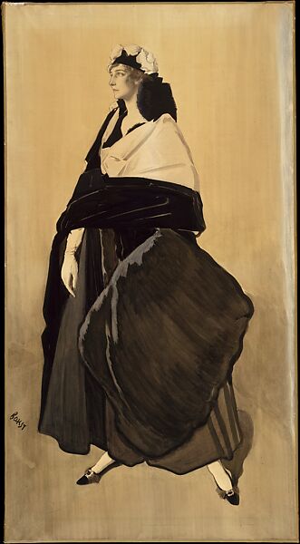 Mme Ida Rubinstein, Léon Bakst (Russian, Grodno 1866–1924 Paris), Watercolor, gouache, and graphite on paper, mounted on canvas 
