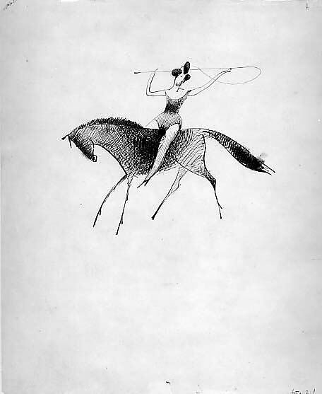 Equestrienne, Elie Nadelman (American (born Poland), Warsaw 1882–1946 Riverdale, New York), Pen and black ink on paper 