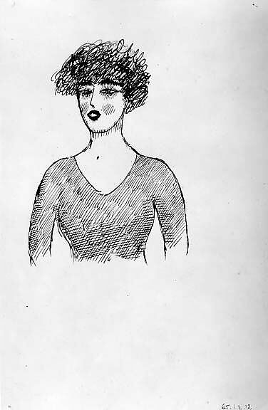 Portrait of the Artist's Wife, Elie Nadelman (American (born Poland), Warsaw 1882–1946 Riverdale, New York), Ink on paper 
