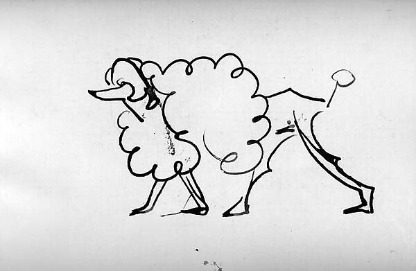 Poodle, Elie Nadelman (American (born Poland), Warsaw 1882–1946 Riverdale, New York), Ink on drafting cloth 