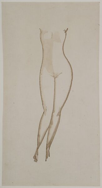Female Torso, Elie Nadelman (American (born Poland), Warsaw 1882–1946 Riverdale, New York), Pen and brown ink and wash on paper 