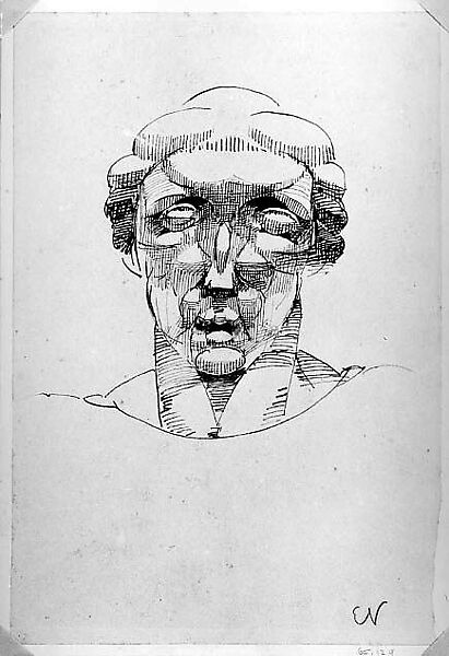 Head and Neck, Elie Nadelman (American (born Poland), Warsaw 1882–1946 Riverdale, New York), Ink on paper 
