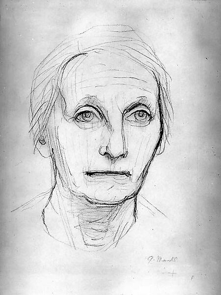 Head of an Old Woman, Gerhard Marcks (German, Berlin 1889–1981 Burgbrohl), Graphite on paper 