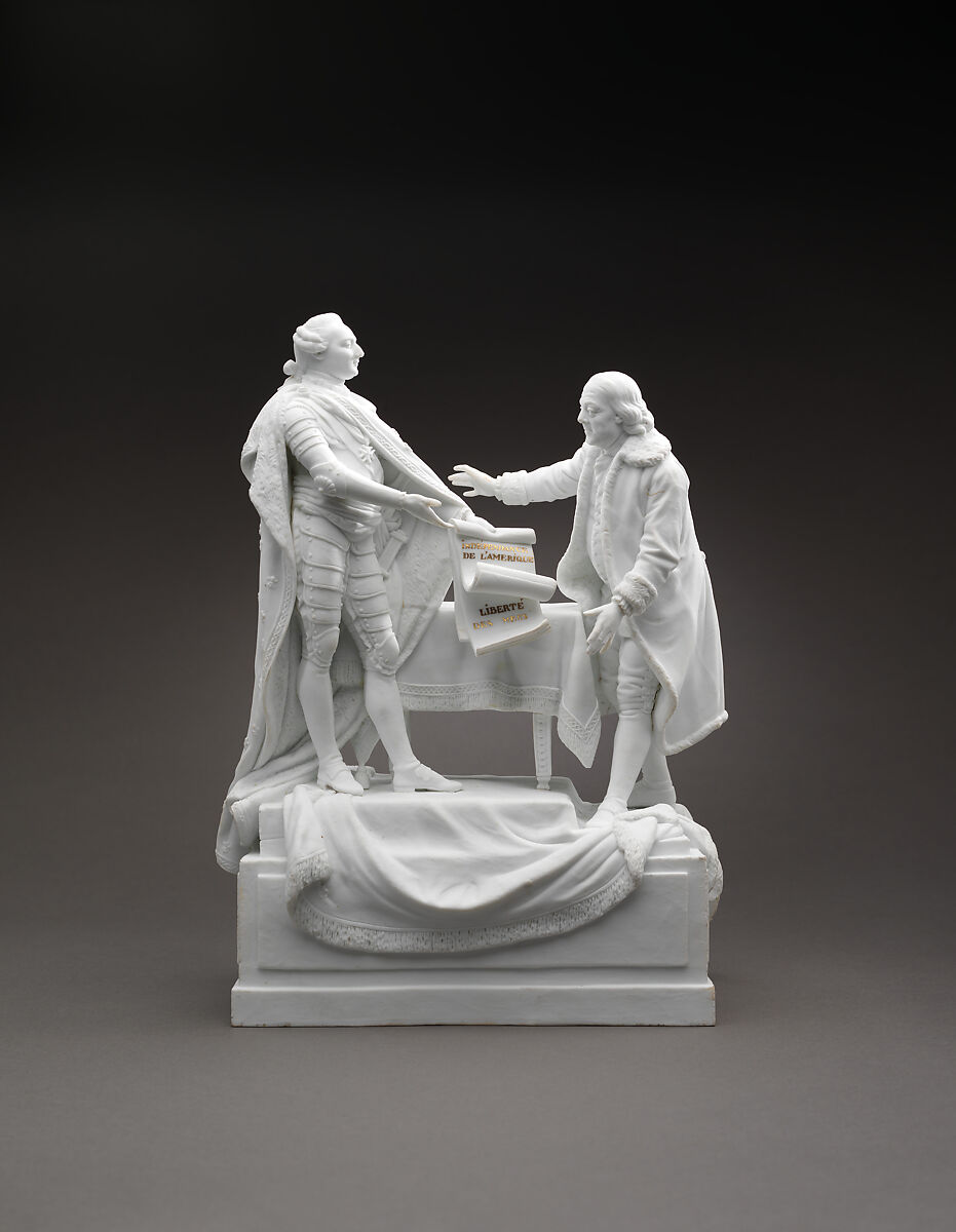 Figure of Louis XVI and Benjamin Franklin, Charles-Gabriel Sauvage, called Lemire pere (1741–1827), Porcelain