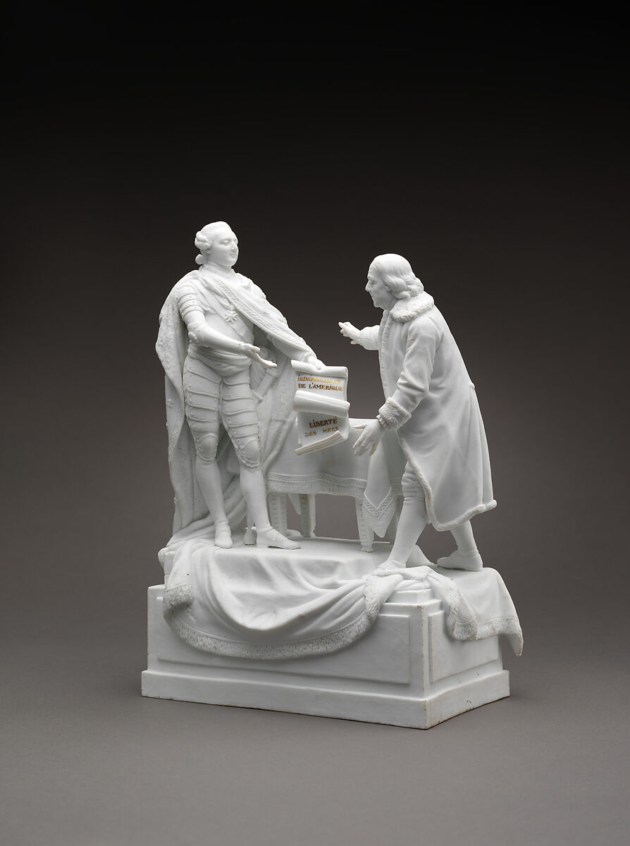 Figure of Louis XVI and Benjamin Franklin, Charles-Gabriel Sauvage, called Lemire pere (1741–1827), Porcelain