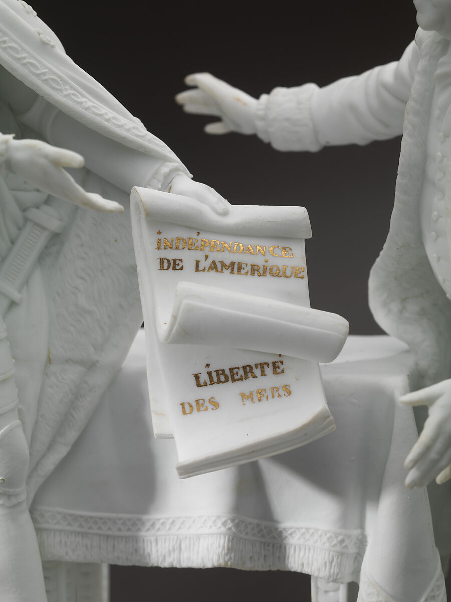 Figure of Louis XVI and Benjamin Franklin, Charles-Gabriel Sauvage, called Lemire pere (1741–1827), Porcelain