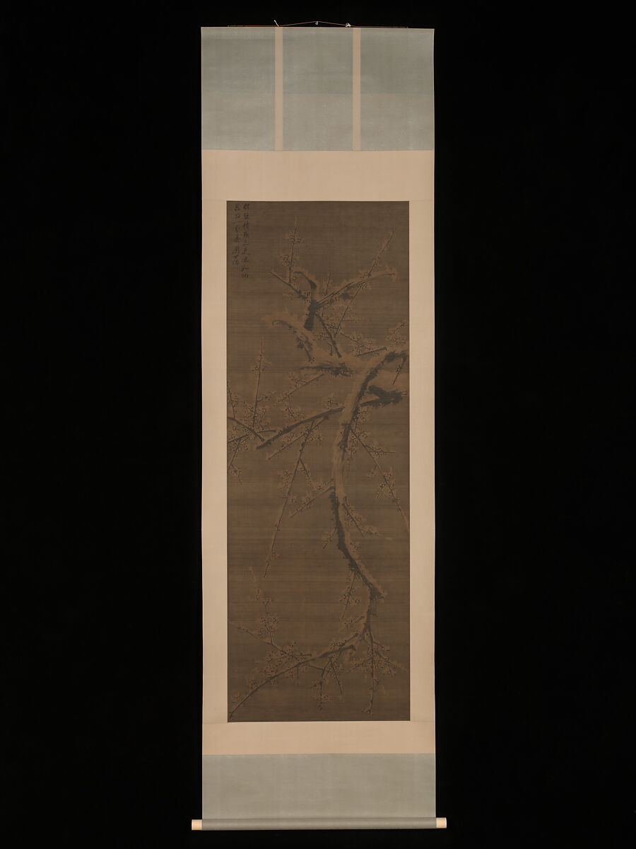 Plum in snow, Liu Shiru (Chinese, active 16th century), Hanging scroll; ink on silk, China