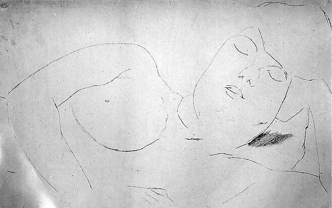 Study of a Nude Female Figure, Henri Gaudier-Brzeska (French, Saint-Jean-de-Braye 1891–1915 Neuville-Saint-Vaast), Chalk on paper 