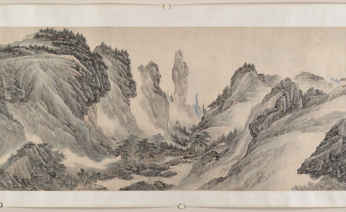 Landscape after Dong Yuan, Juran, Ma Yuan, and Xia Gui, Li Zai (Chinese, active 17th century) ?, Handscroll; ink and color on paper, China
