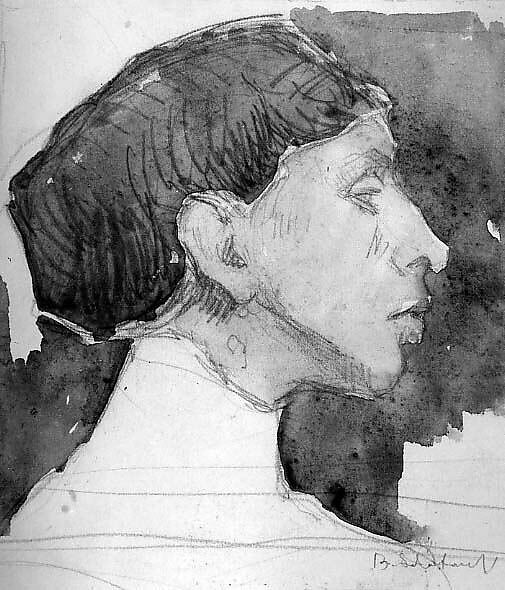 Woman in Profile, Boris Solotareff (American (born Romania), Bendare 1889–1966 New York), Watercolor and graphite on paper 