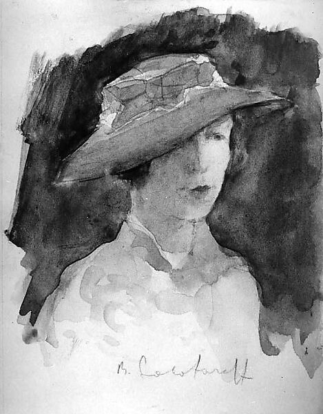 Woman with Hat, Boris Solotareff (American (born Romania), Bendare 1889–1966 New York), Watercolor and graphite on paper 