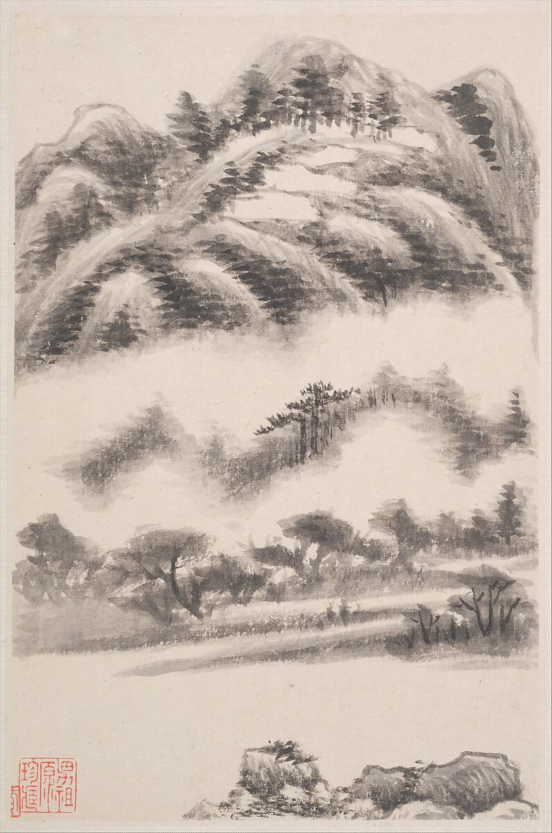 Landscapes after old masters, Dong Qichang (Chinese, 1555–1636), Album of eight leaves; ink on paper, China