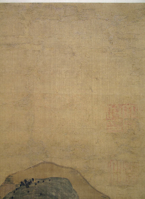 Spring Mountains over Warm Greenery, Dong Qichang (Chinese, 1555–1636) (and assistants), Hanging scroll; ink and color on silk, China