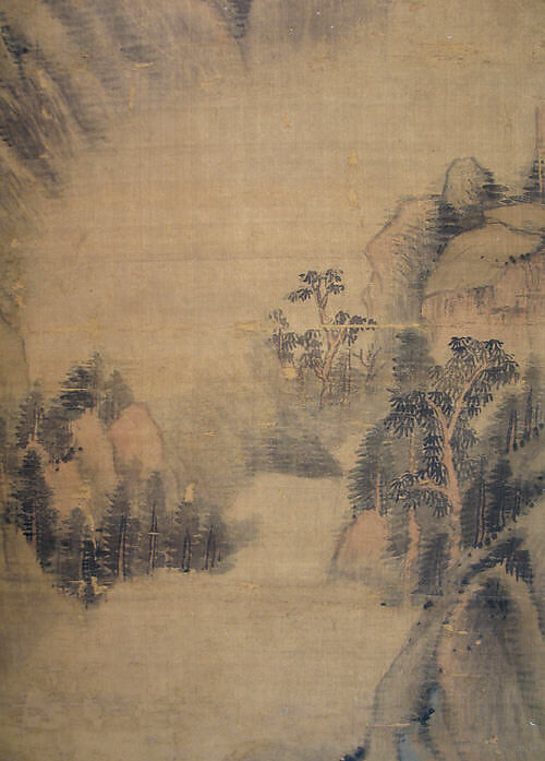 Spring Mountains over Warm Greenery, Dong Qichang (Chinese, 1555–1636) (and assistants), Hanging scroll; ink and color on silk, China