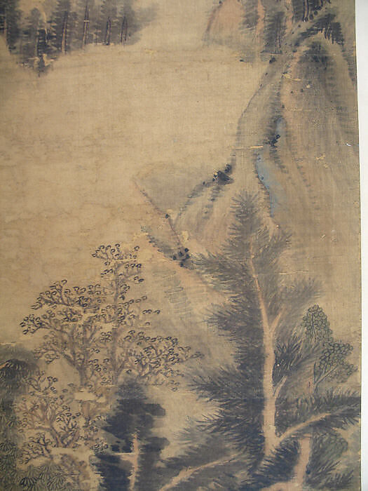 Spring Mountains over Warm Greenery, Dong Qichang (Chinese, 1555–1636) (and assistants), Hanging scroll; ink and color on silk, China