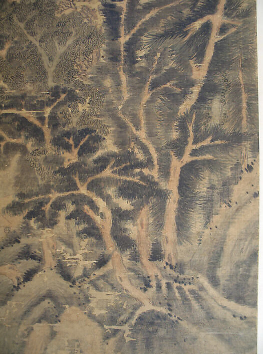 Spring Mountains over Warm Greenery, Dong Qichang (Chinese, 1555–1636) (and assistants), Hanging scroll; ink and color on silk, China