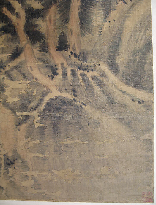 Spring Mountains over Warm Greenery, Dong Qichang (Chinese, 1555–1636) (and assistants), Hanging scroll; ink and color on silk, China
