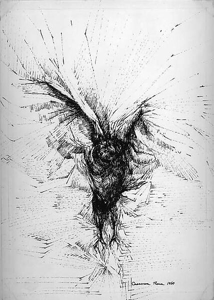 Bird, Aldo Casanova (American, San Francisco, California 1929–2014), Pen and black ink on paper 