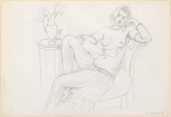 Odalisque in a Moorish Chair, Henri Matisse (French, Le Cateau-Cambrésis 1869–1954 Nice), Graphite on paper 