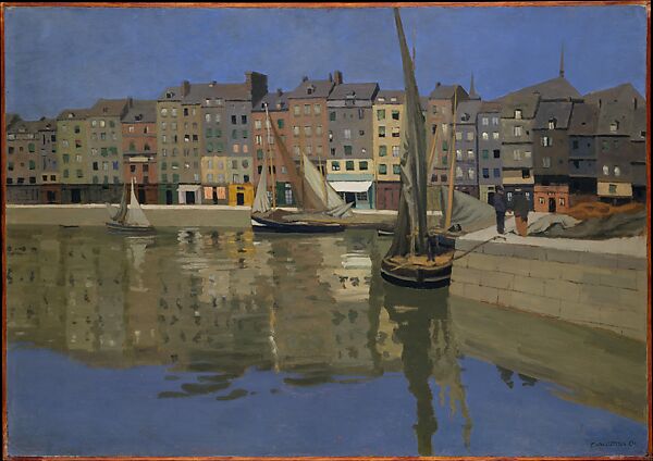 The Port of Honfleur at Night, Félix Vallotton (Swiss, Lausanne 1865–1925 Paris), Oil on cardboard, mounted on panel 
