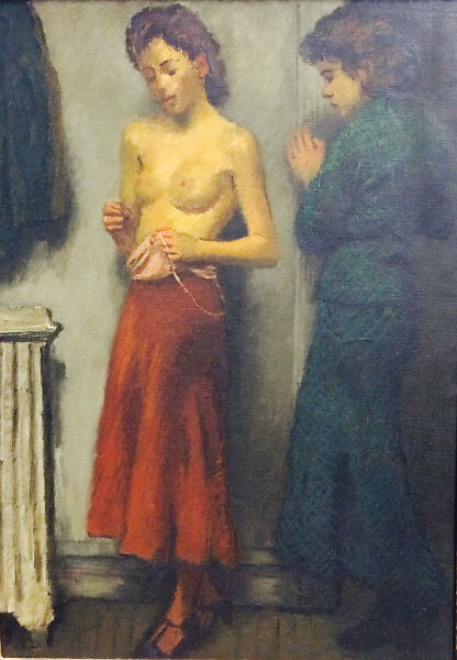 Two Girls, Raphael Soyer (American (born Russia), Borisoglebsk 1899–1987 New York), Oil on canvas 