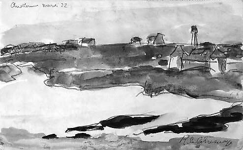 Landscape near the Village of Audierne in Brittany, Roger de la Fresnaye (French, Le Mans 1885–1925 Grasse), Watercolor with graphite on paper 