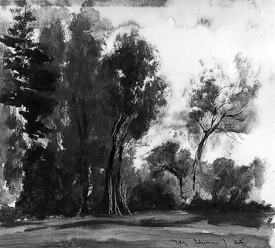 Scene in a Park (recto); Village Houses (verso)