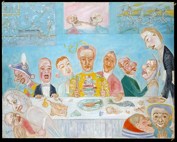 Comical Repast (Banquet of the Starved), James Ensor (Belgian, Ostend 1860–1949 Ostend), Oil on canvas 